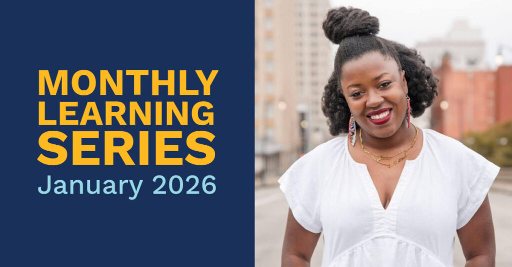 Title "Monthly Learning Series January 2026" next to a photograph of speaker Jenice Fountain