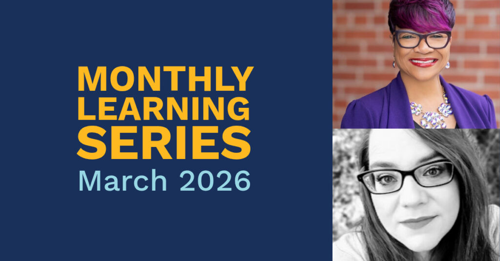 Title "Monthly Learning Series March 2026" next to headshots of speakers
